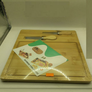 Bamboo Serving Tray With Knife & Fork